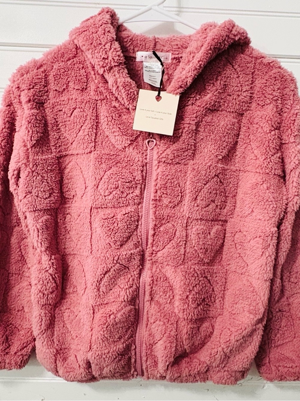 Love Squared Plush Sherpa Hooded Zip Jacket - Rose Pink